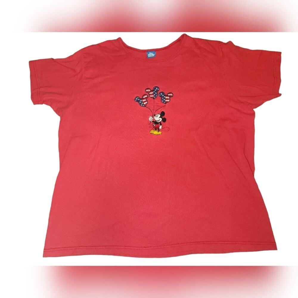 *5 for $25* Vintage Mickey 4th Of July Embroidered Red Short Sleeve Shirt - Picture 1 of 7